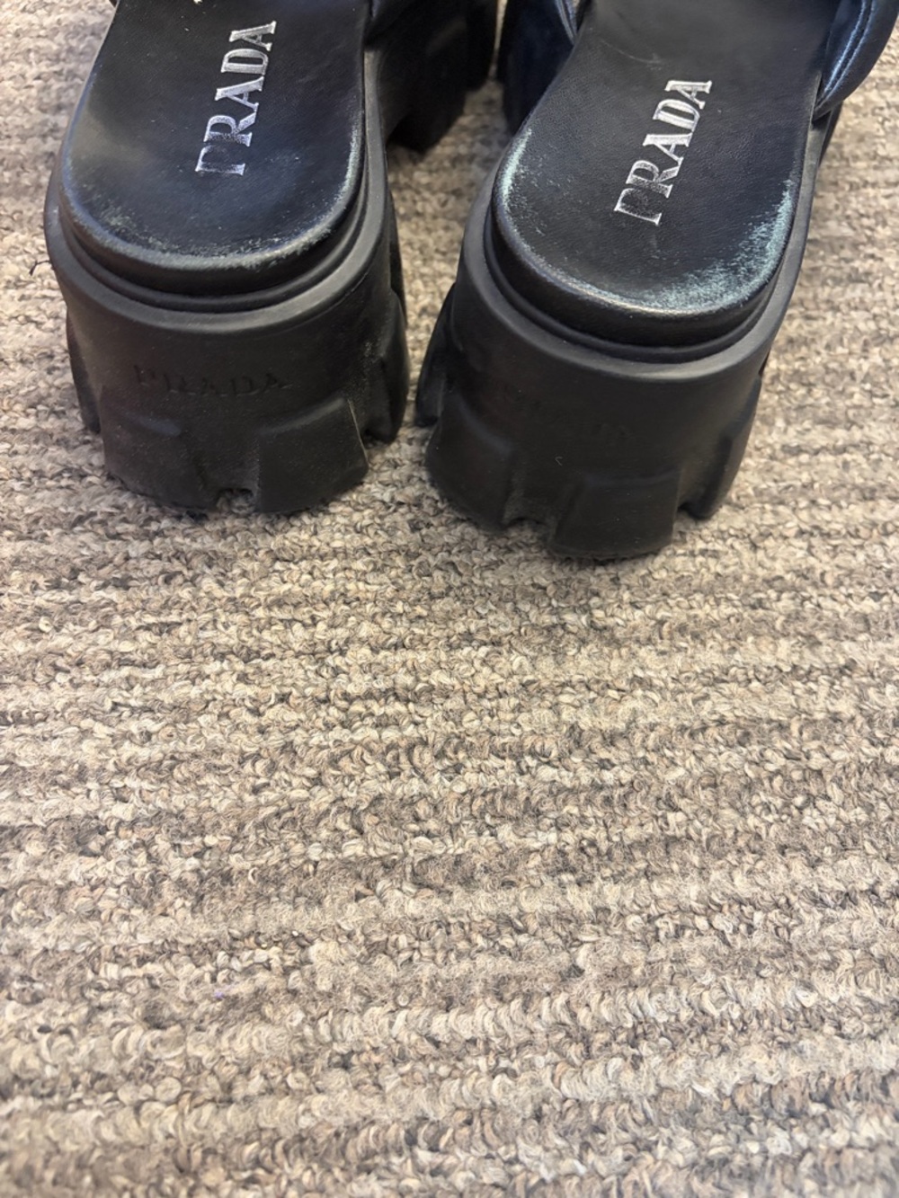 PRADA Padded Napa Leather Platform Slides - Picture 6 of 8